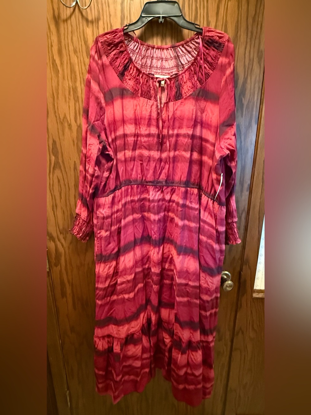 Red Tie-Dye Boho Maxi Dress-Terra & Sky